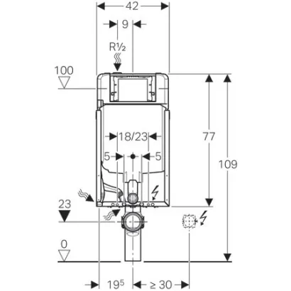 Cassetta incasso Geberit SIGMA8 a due volumi di risciacquo con modulo COMBIFIX